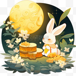 中秋节手绘兔子月饼桂花1