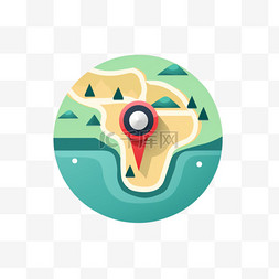 图标地图图片_定位位置森林野外地图坐标卡通图