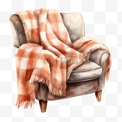 舒适温暖图片_水彩冬天舒适沙发免扣元素