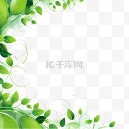 蓝色植物背景图片_绿色清新植物边框装饰1