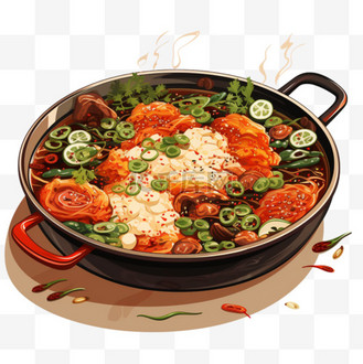 卡通扁平盖浇饭风格美食美味诱人