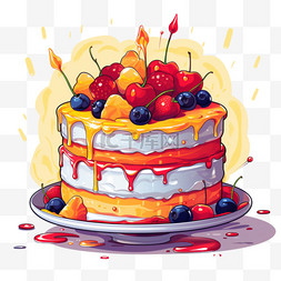 生日蛋糕卡通扁平风格特色美食美