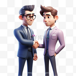 商务握手人物图片_3D商务办公握手合作职业人物立体