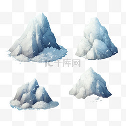 立体块图片_雪堆冬天合集结晶AI元素立体免扣
