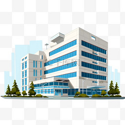 医院大楼插图图片_医院大楼蓝白色建筑物4