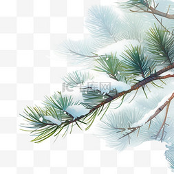 霜降松树手绘冰霜元素