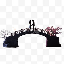 唯美拱桥浪漫鹊桥七夕情人节相爱