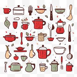 烘焙工具卡通图片_可爱的厨房用具涂鸦贴纸3
