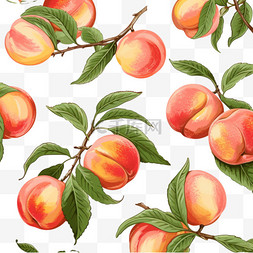 手绘水果装饰图案图片_手绘水蜜桃桃子水果装饰3