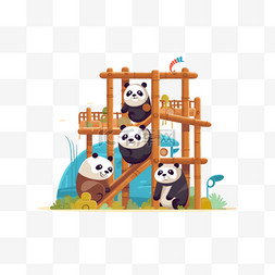 可爱熊猫萌宠玩耍动物国宝卡通