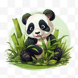 吃竹子可爱熊猫萌宠动物国宝卡通