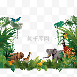 植物平面手绘设计图片_绿色丛林植物边框3