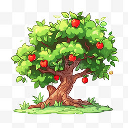 元素苹果树手绘卡通
