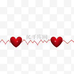 红色心电图片_两条红色和字形的心电图线3