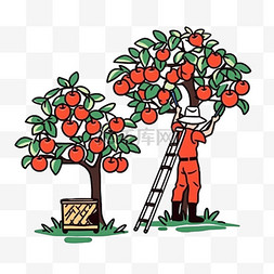扁平化农民采摘苹果元素