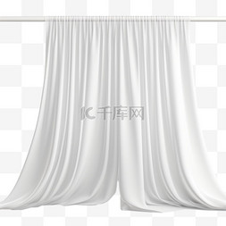 透明窗帘布图片_白色窗帘纱帘帷幔洁白AI元素立体