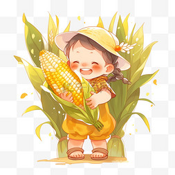 卡通背景玉米图片_秋天丰收玉米手绘卡通元素