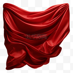 红色褶皱布料图片_红色绸布飘动角度褶皱AI元素免扣