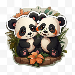 温馨可爱熊猫萌宠动物国宝卡通