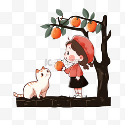 秋天苹果树图片_秋天丰收可爱的孩子摘苹果卡通手