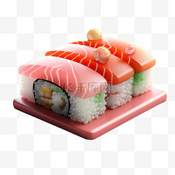 3D美食食物寿司饭团诱人清新充饥