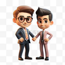 握手合作人物图片_3D握手合作商务办公职业人物立体
