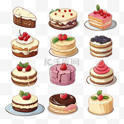 围裙做蛋糕图片_手绘卡通美味甜点美食小蛋糕4