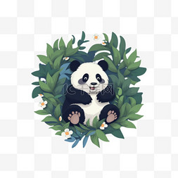 竹叶可爱熊猫萌宠动物国宝卡通