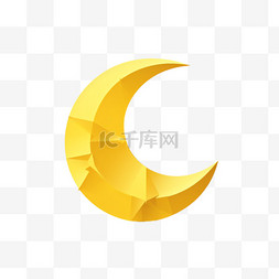 月亮几何图形图片_黄色立体新月月亮1