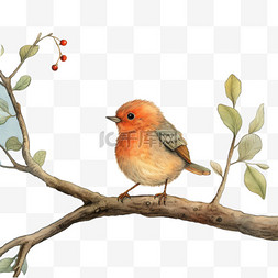 彩色卡通鸟类素材图片_彩色鸟类可爱树枝手绘特色元素立