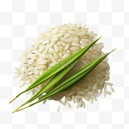农作物堆图片_白色大米米堆稻叶农作物元素立体
