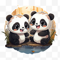 可爱熊猫开心萌宠动物国宝卡通