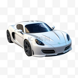轿车立体图片_白色轿车3D可爱图标元素