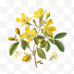 黄色花朵植物美丽清新立体免扣元