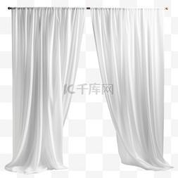 墙壁窗帘图片_白色窗帘纱帘打开洁白AI元素立体