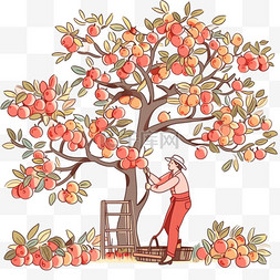 苹果园背景图片_扁平化元素采摘苹果