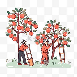 苹果园采摘图片_扁平化丰收苹果元素手绘