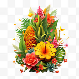 夏季热带水果植物艺术合成AI元素