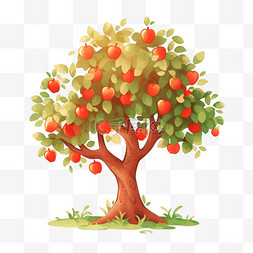 丰收的苹果树手绘元素卡通
