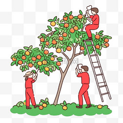 苹果园背景图片_丰收农民采摘苹果元素手绘