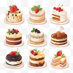 小浆果图片_手绘卡通美味甜点美食小蛋糕3