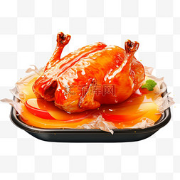 果木卦炉烤鸭图片_3D美食食物烤鸭诱人清新充饥
