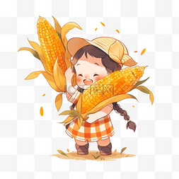 酥饼玉米图片_秋天卡通丰收玉米手绘元素