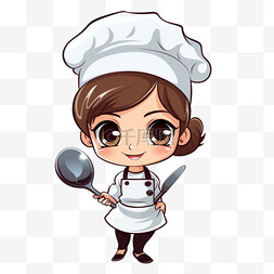 烹饪厨师图片_专业女厨师手拿勺子2