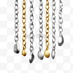 珠宝素材背景图片_金链背景。银色挂件，链条金属闪
