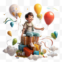 合成气球图片_小孩气球儿童暑假玩乐免扣素材装