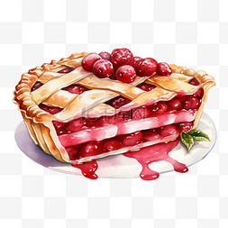 水彩莓果派甜点免扣元素