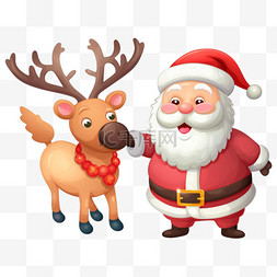 可爱圣诞节麋鹿图片_圣诞老人与麋鹿可爱圣诞节插画
