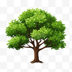 大树树干卡通图片_矢量免抠绿色大树1