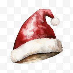 圣诞帽免抠素材图片_水彩圣诞节好看圣诞帽免扣元素